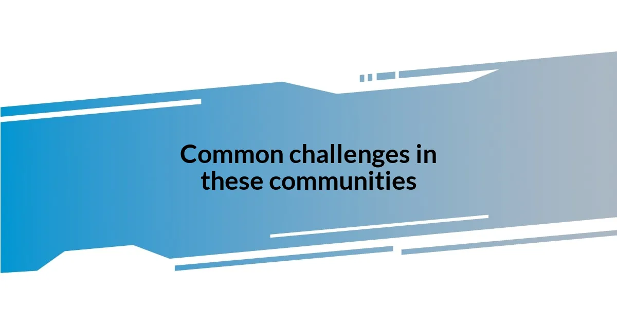 Common challenges in these communities