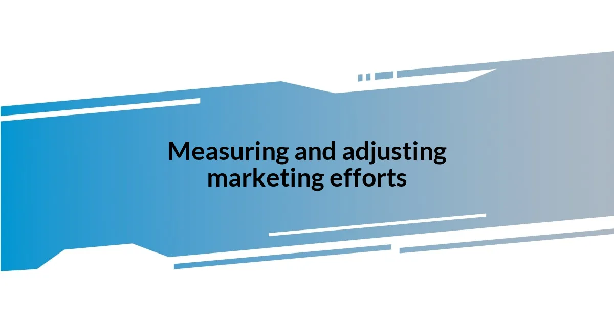 Measuring and adjusting marketing efforts